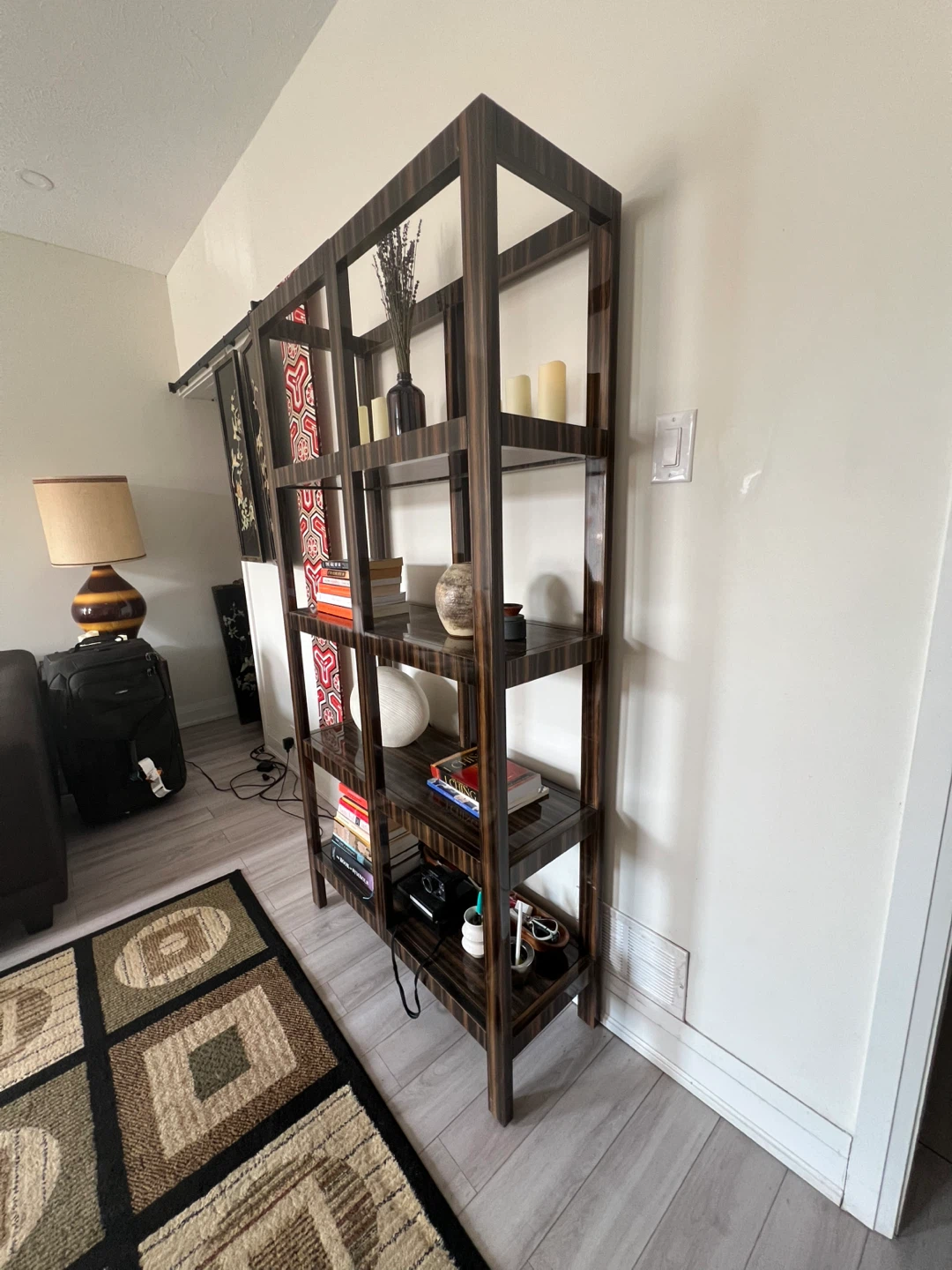 Tall Dark Laquered Wood Bookshelf - photo 3