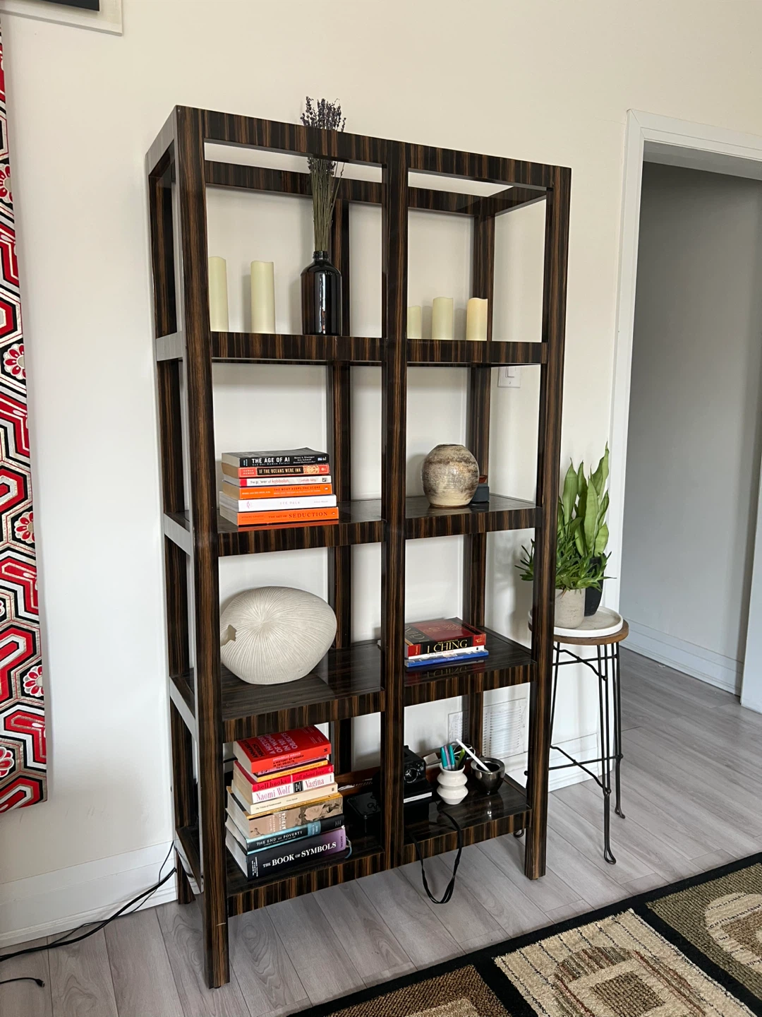 Tall Dark Laquered Wood Bookshelf - photo 2