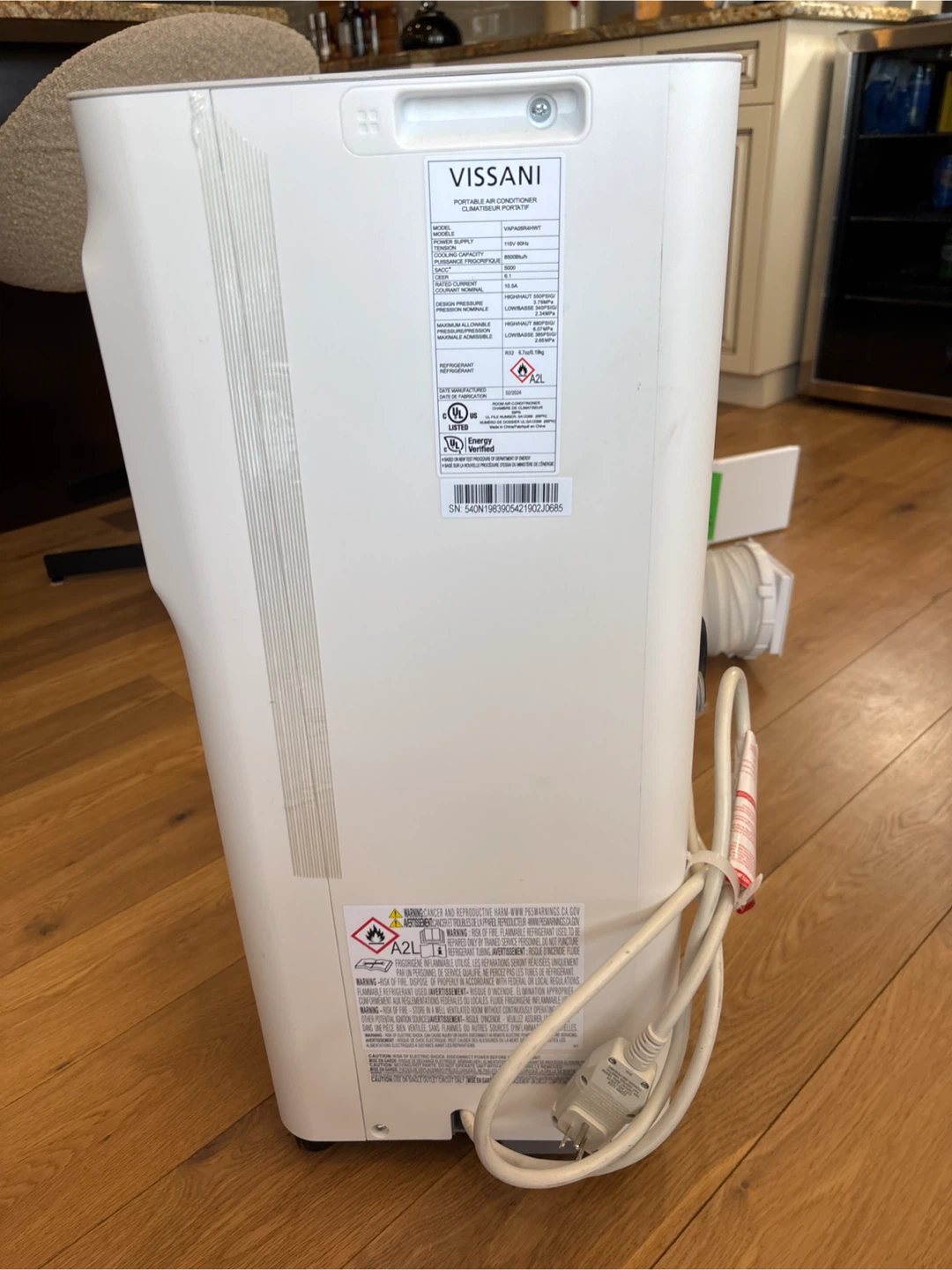 VISSANI Portable Air Conditioner VAPA05R4HWT - photo 3