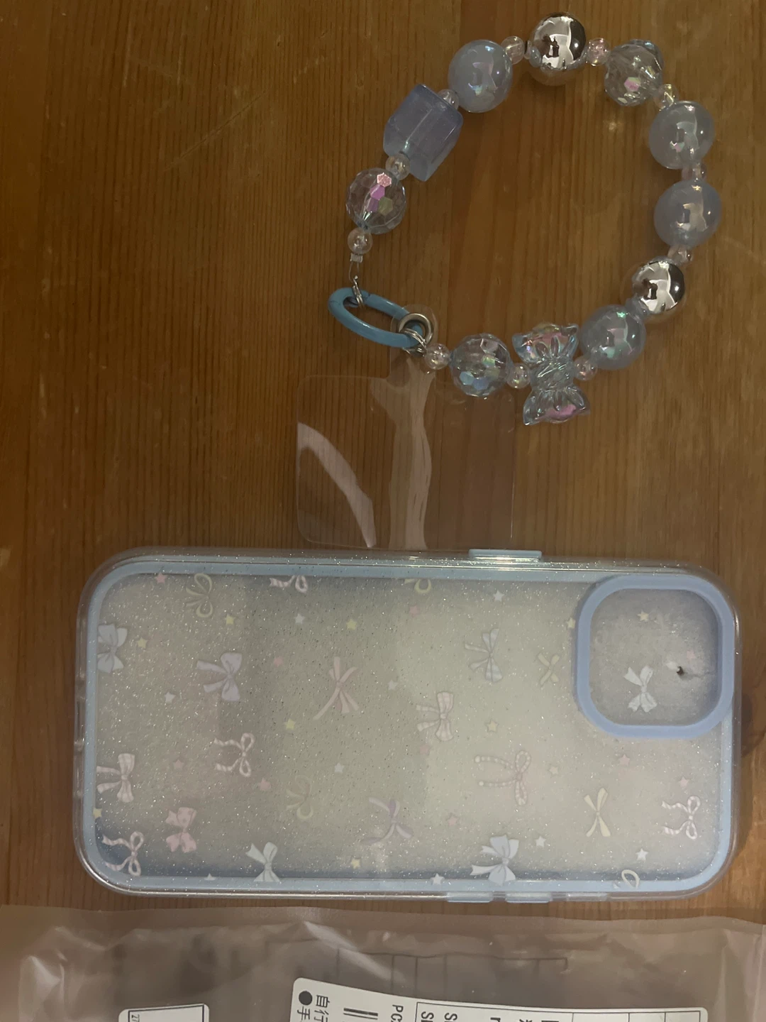 Blue Bow and Star Phone Case with Beaded Charm