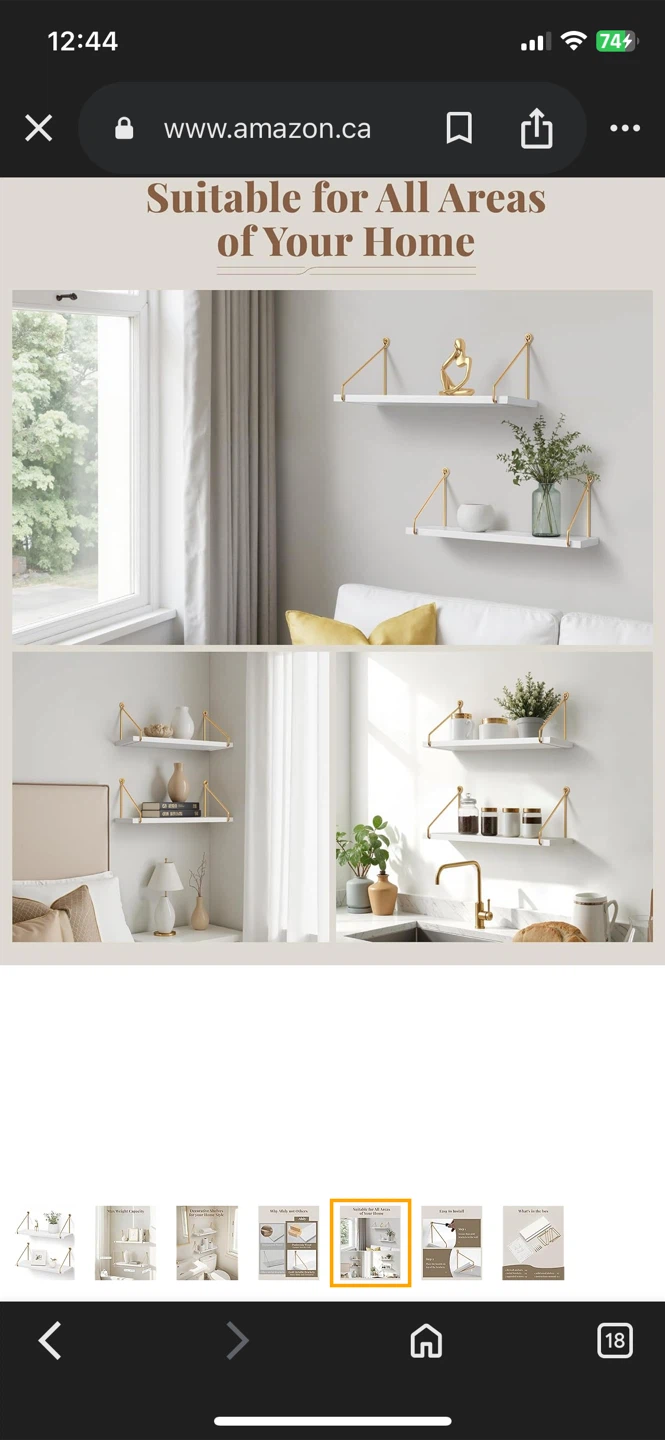 Afuly Floating Shelves White Set of 2 - photo 3