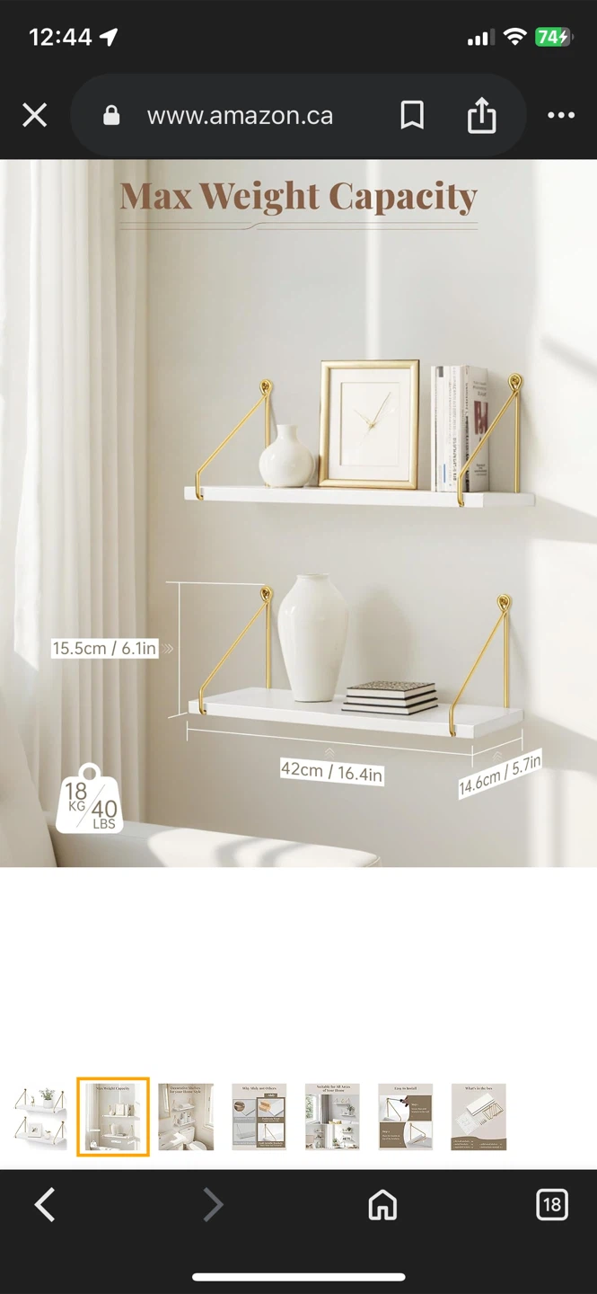 Afuly Floating Shelves White Set of 2 - photo 2