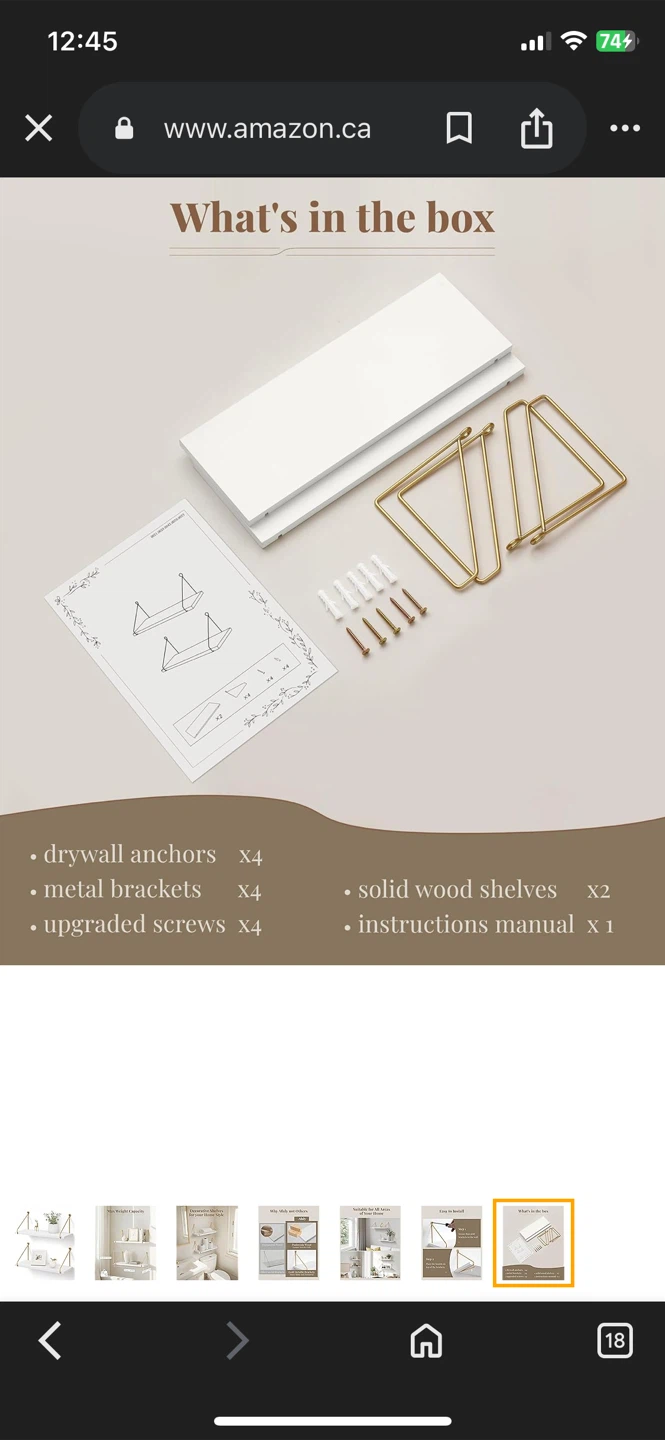 Afuly Floating Shelves White Set of 2 - photo 5