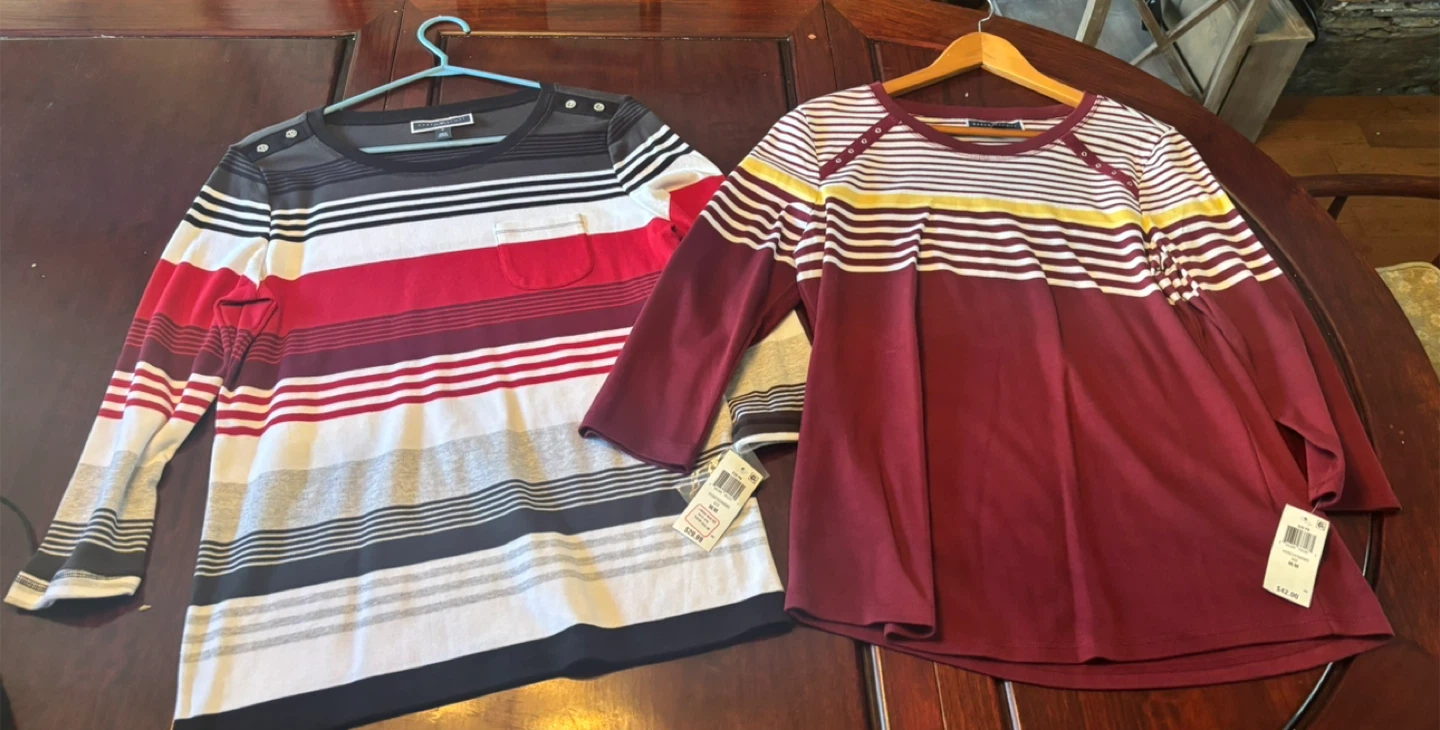 Karen Scott Sport Striped Long Sleeve Tops (2) - photo 2