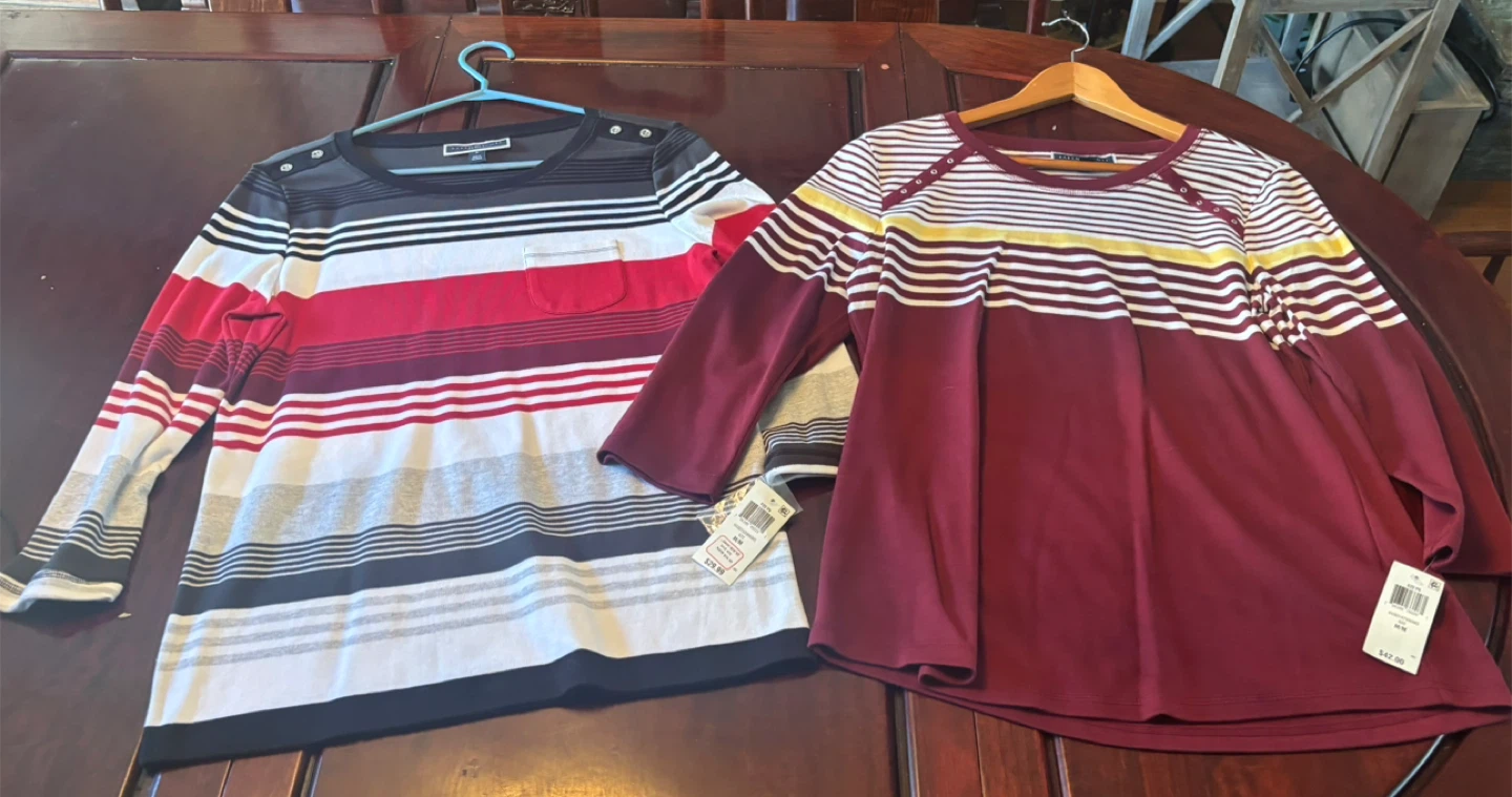 Karen Scott Sport Striped Long Sleeve Tops (2)