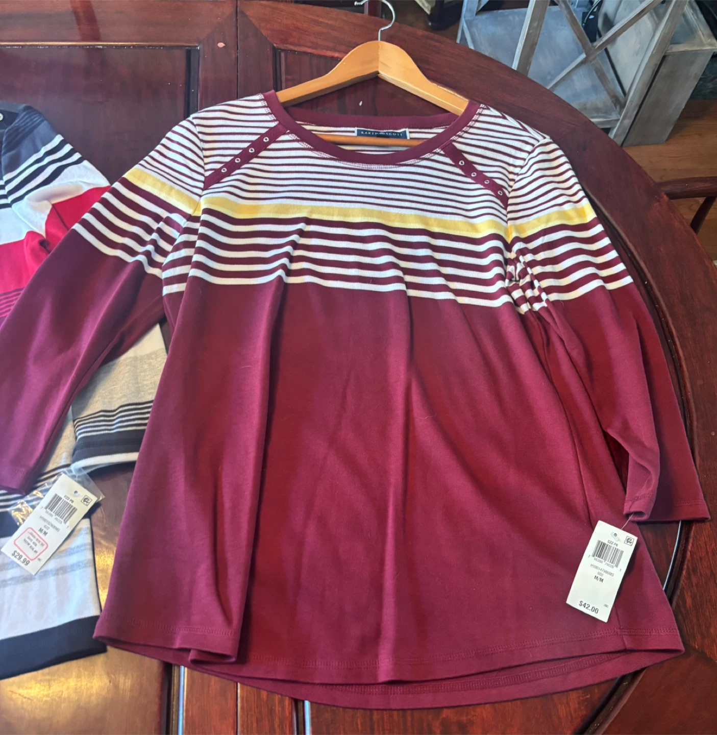 Karen Scott Sport Striped Long Sleeve Tops (2) - photo 4