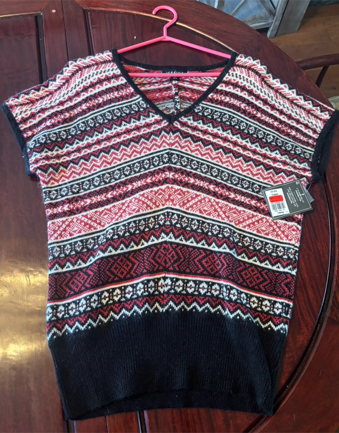 Jessica Women's Fair Isle V-Neck Sweater - Small