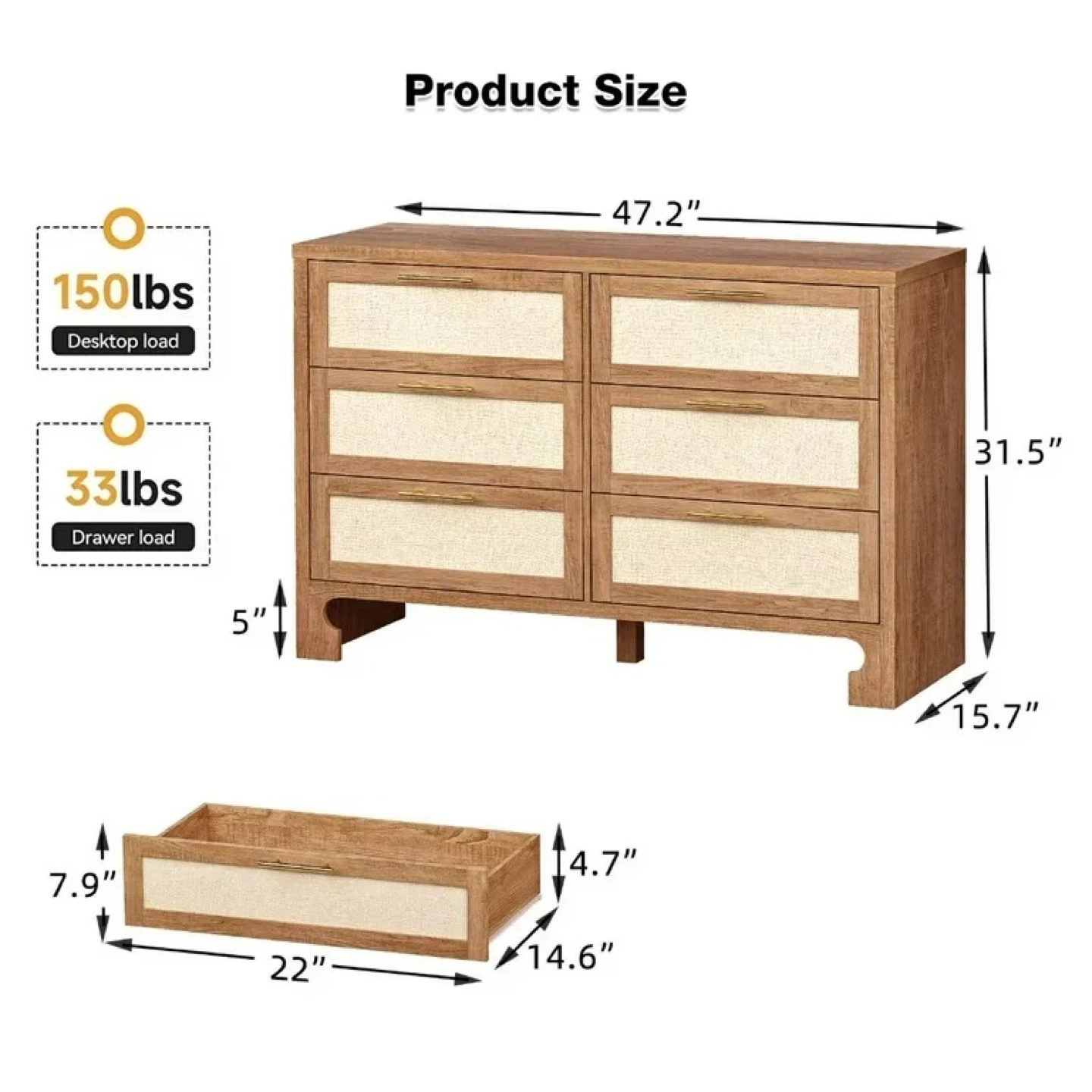 6 Drawer Dresser for Bedroom - photo 3