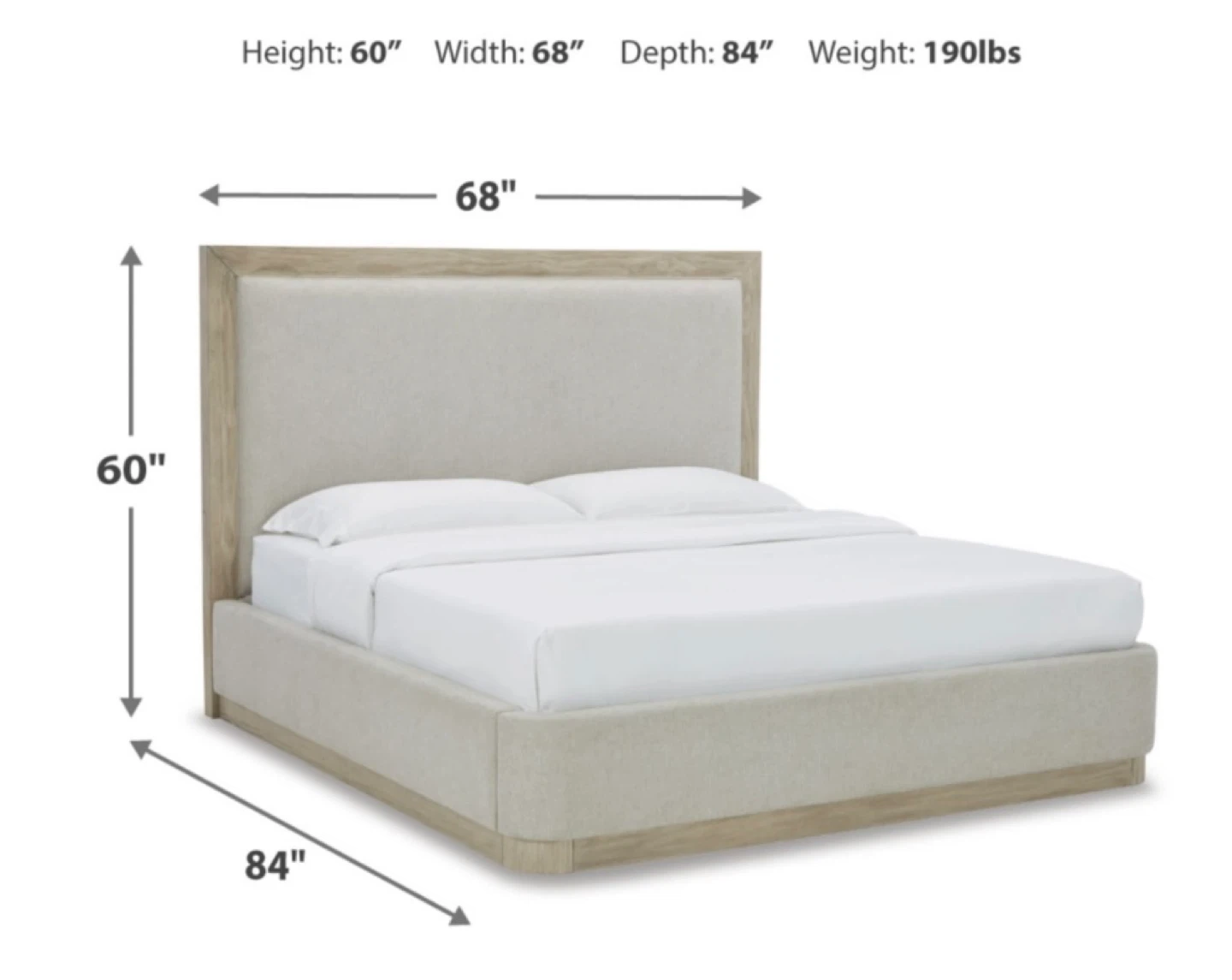 Queen Upholstered Bed Frame with Wood Trim - photo 2