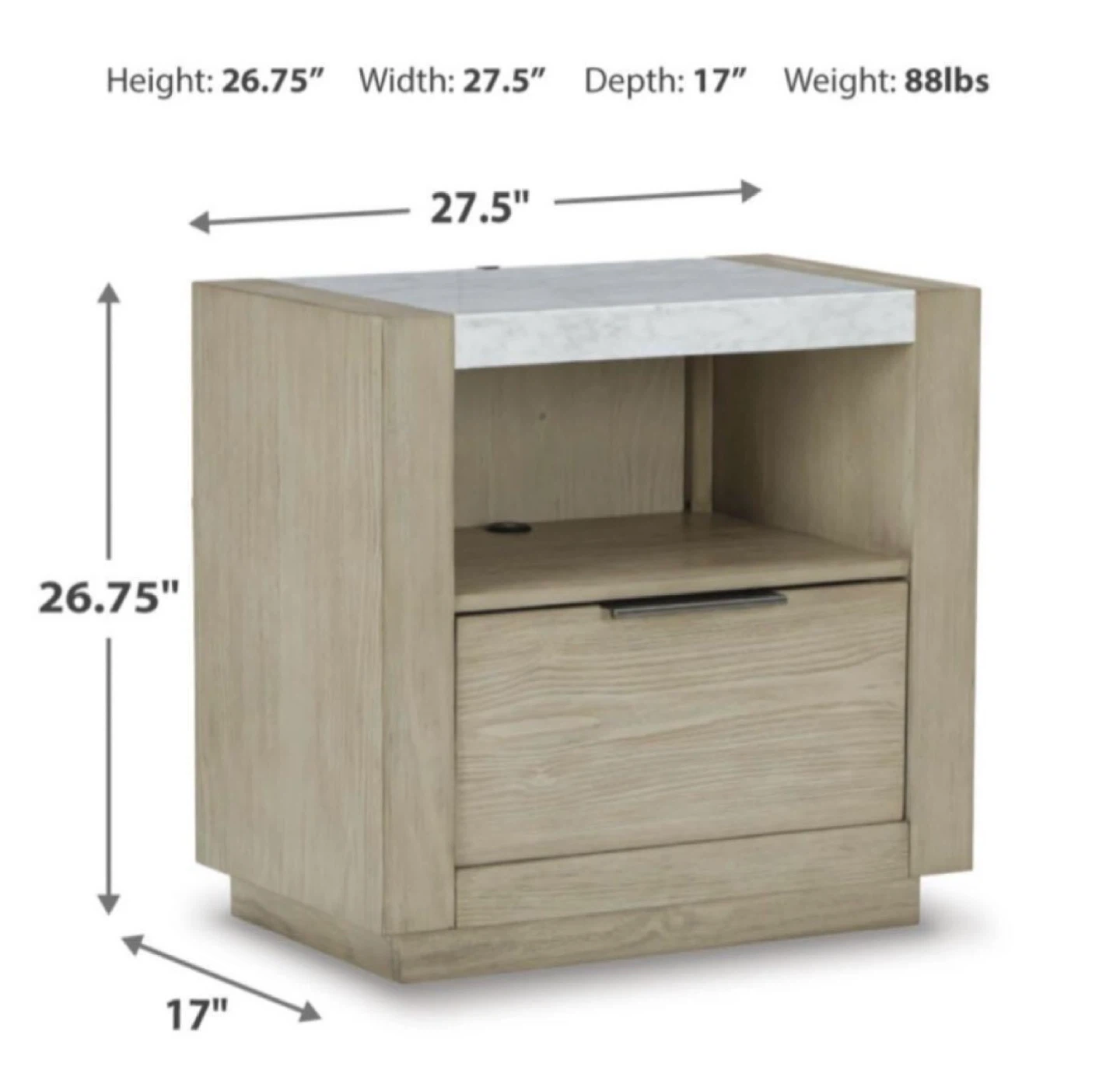Wood and Marble Nightstand
