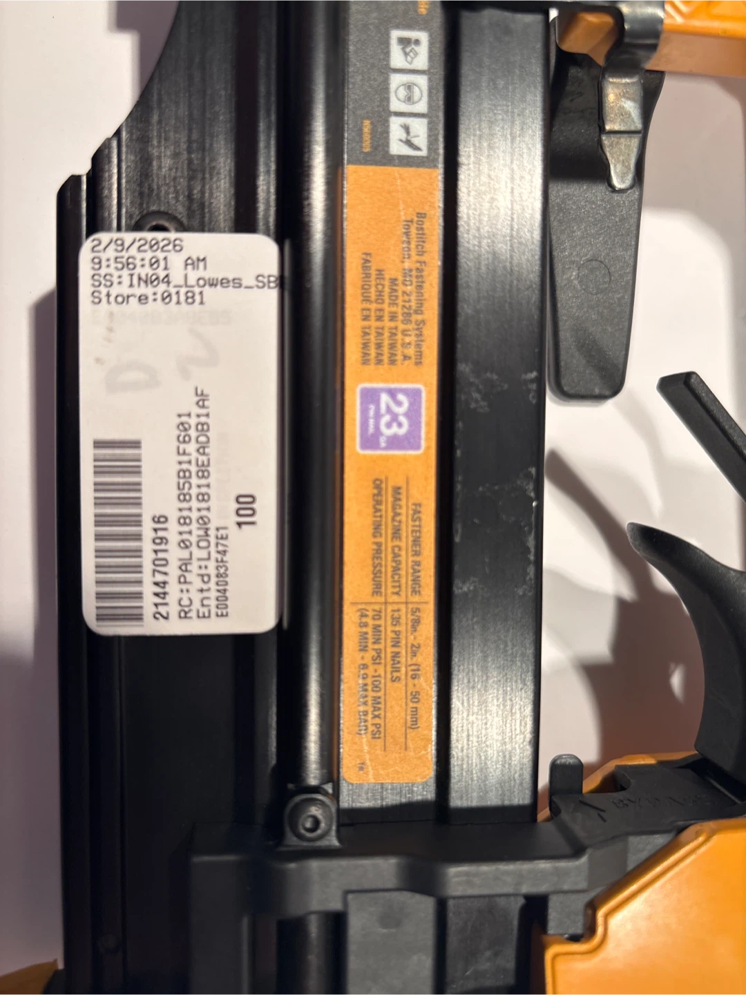 Bostitch BTFP2350K 23 Gauge Pneumatic Stapler - photo 3