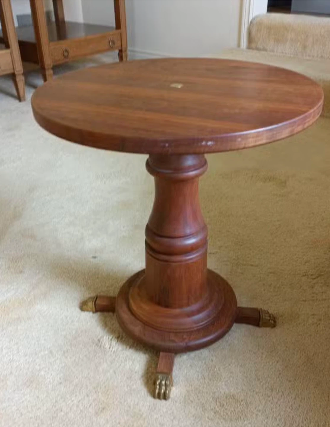 Round Pedestal Accent Table with Claw Feet Pedestal spins - photo 3