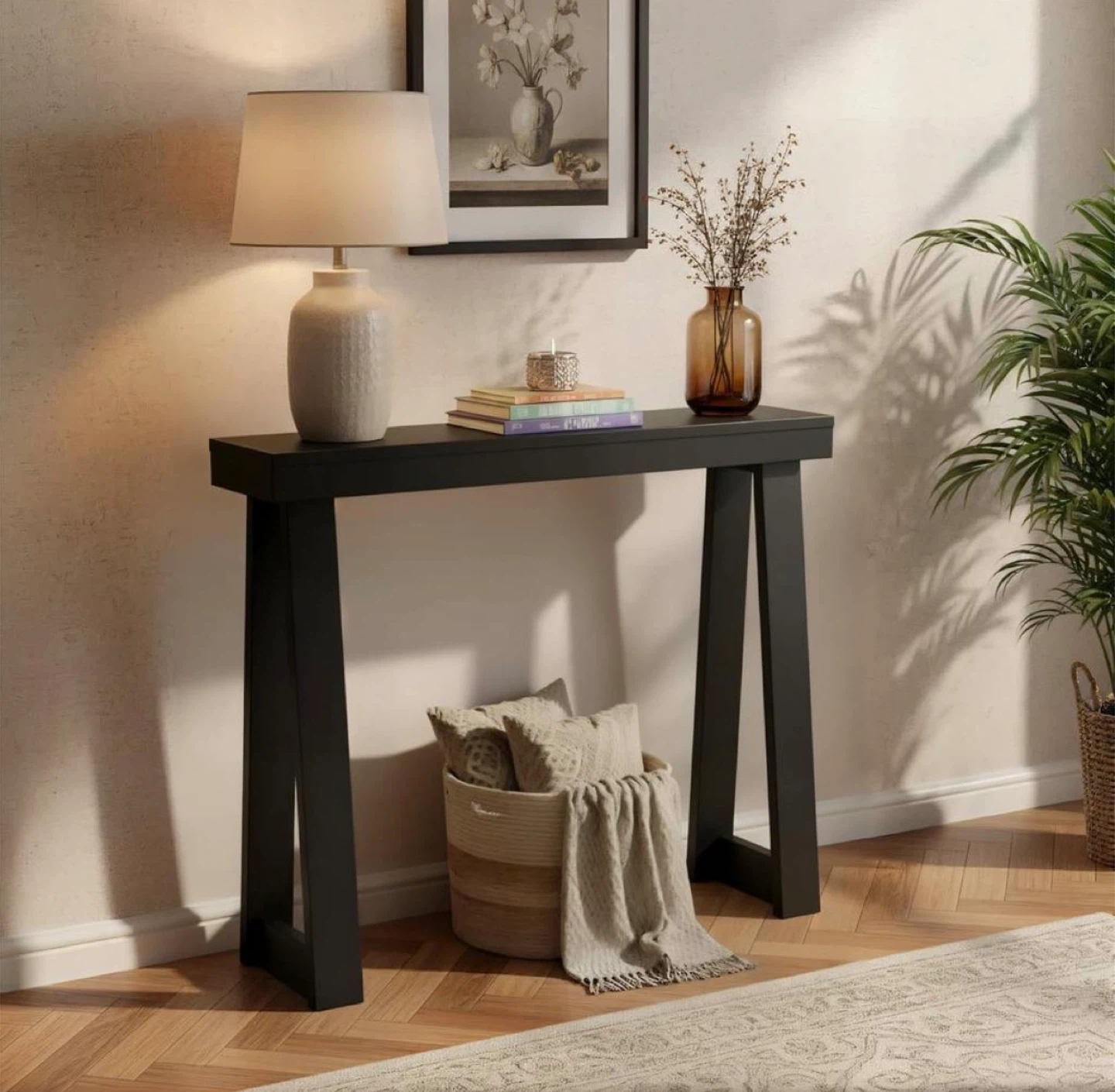 Plank and Beam Black Wood Side & Console table set - photo 2