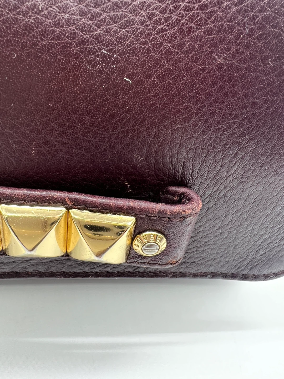HENRI BENDEL Burgundy Wine Leather WOC Chain Crossbody Clutch - photo 4