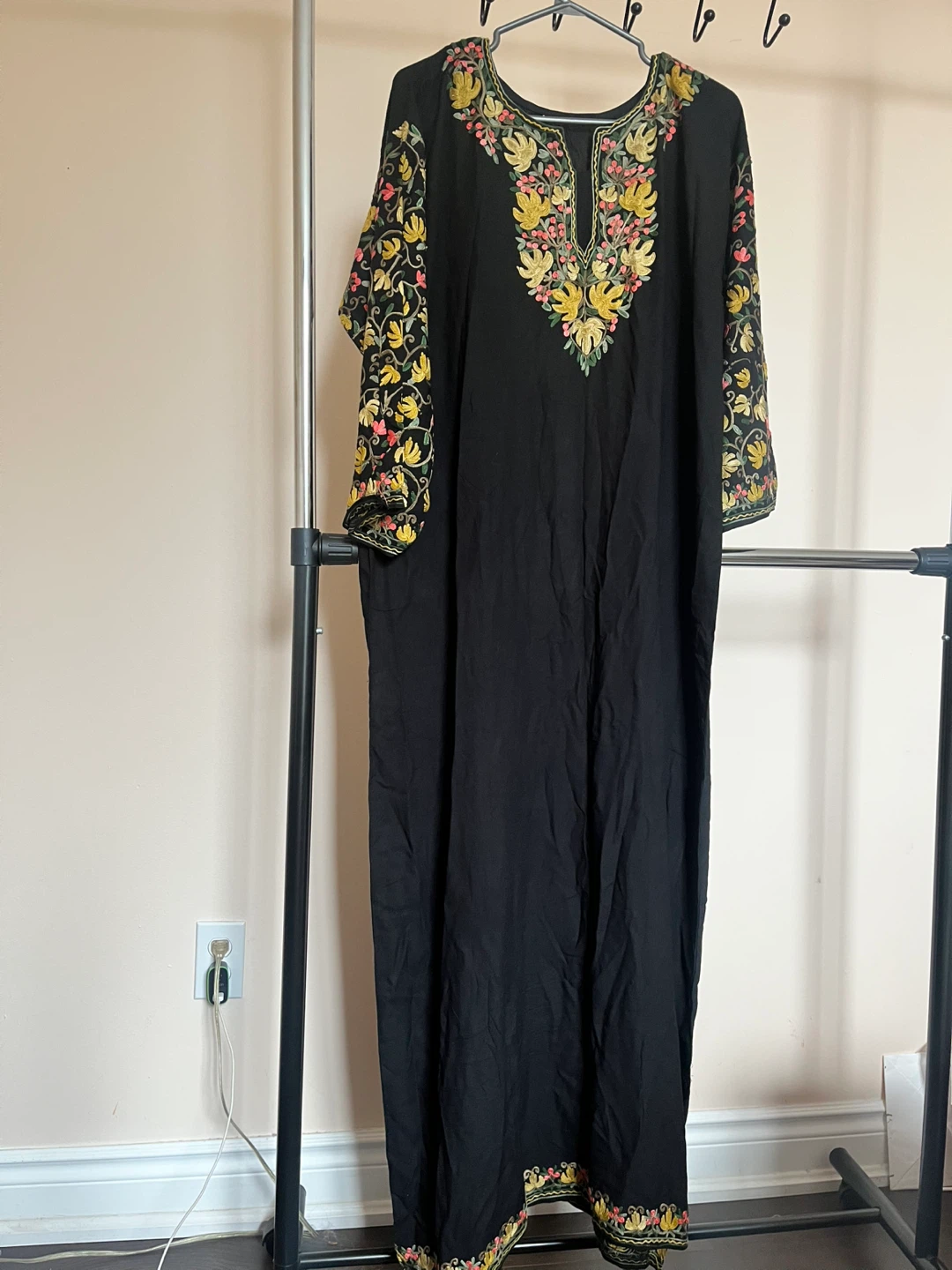 Embroidered Long Sleeve Maxi Dress