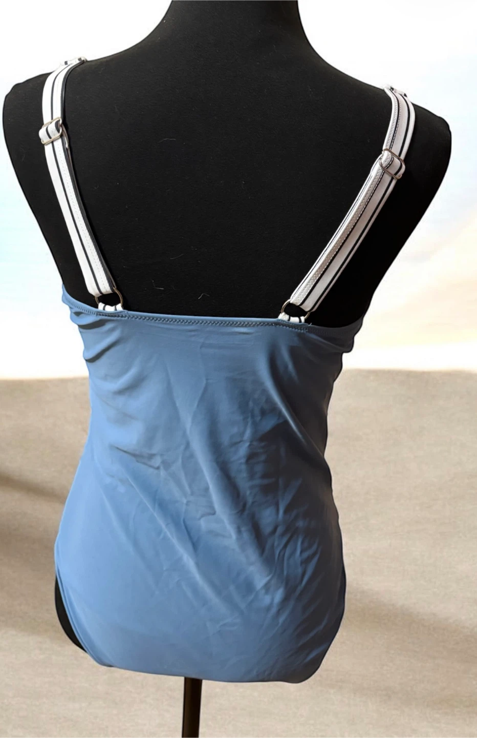 Women's Blue & White Striped One-Piece Swimsuit Size XL - photo 2