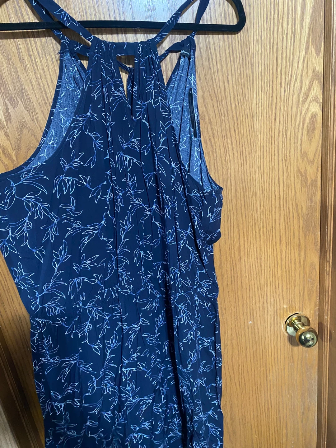 Navy Floral Halter Dress with Tie Back - photo 2
