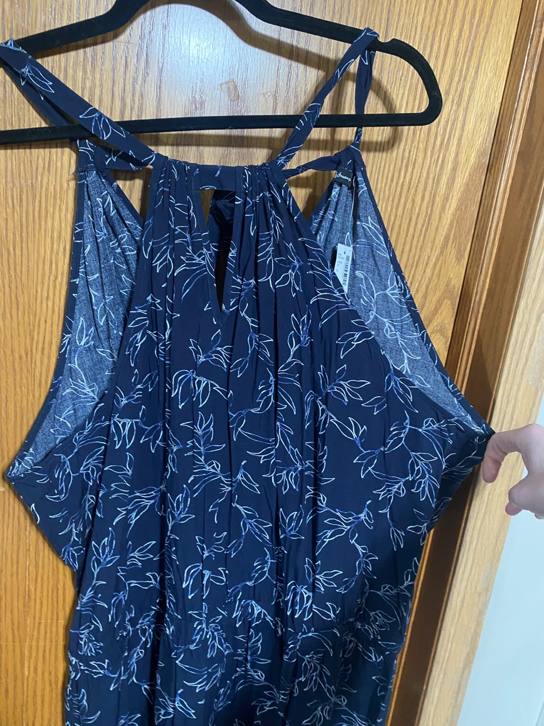 Navy Floral Halter Dress with Tie Back - photo 4