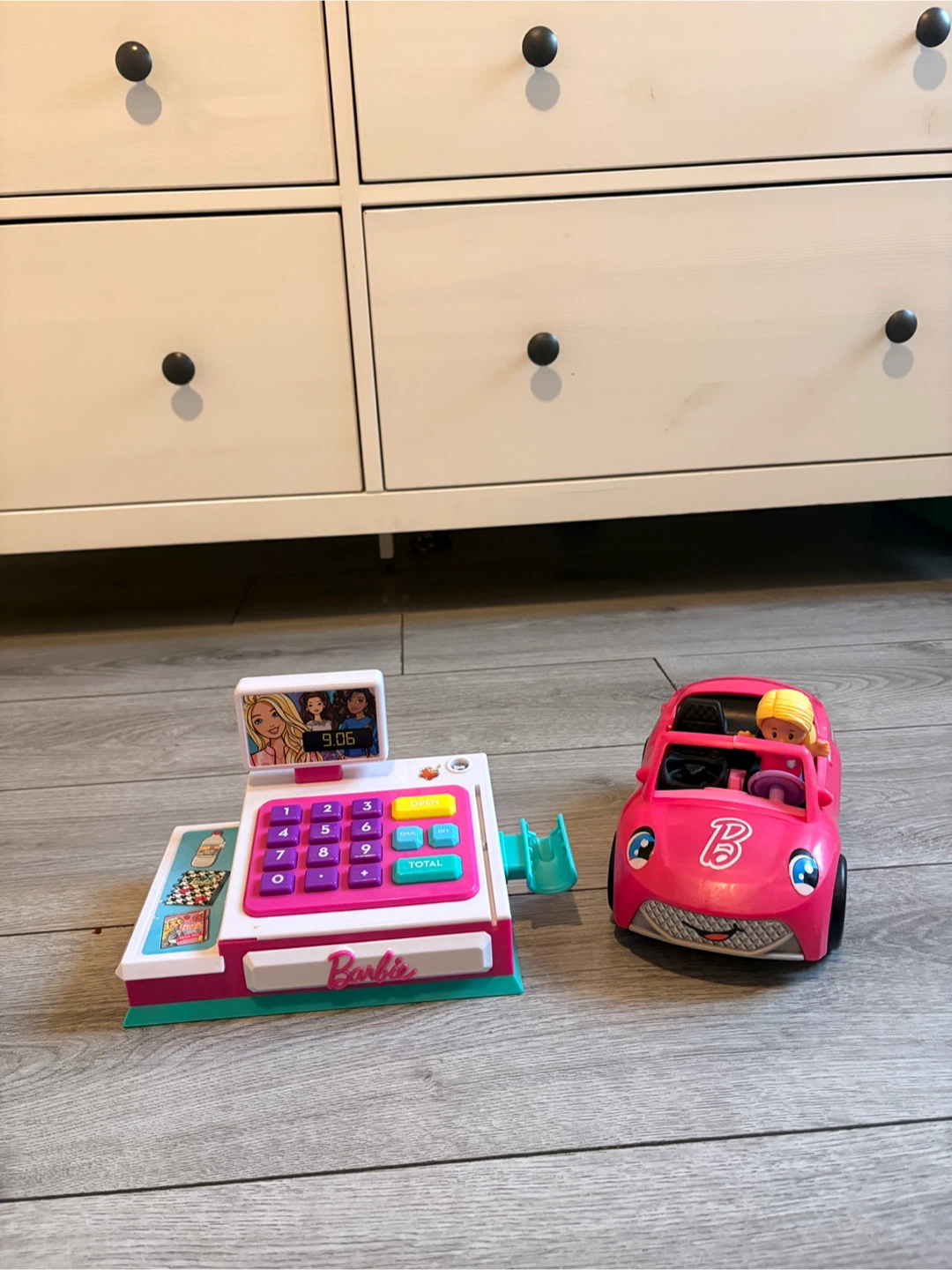 Barbie Toy Cash Register and Car with Figure