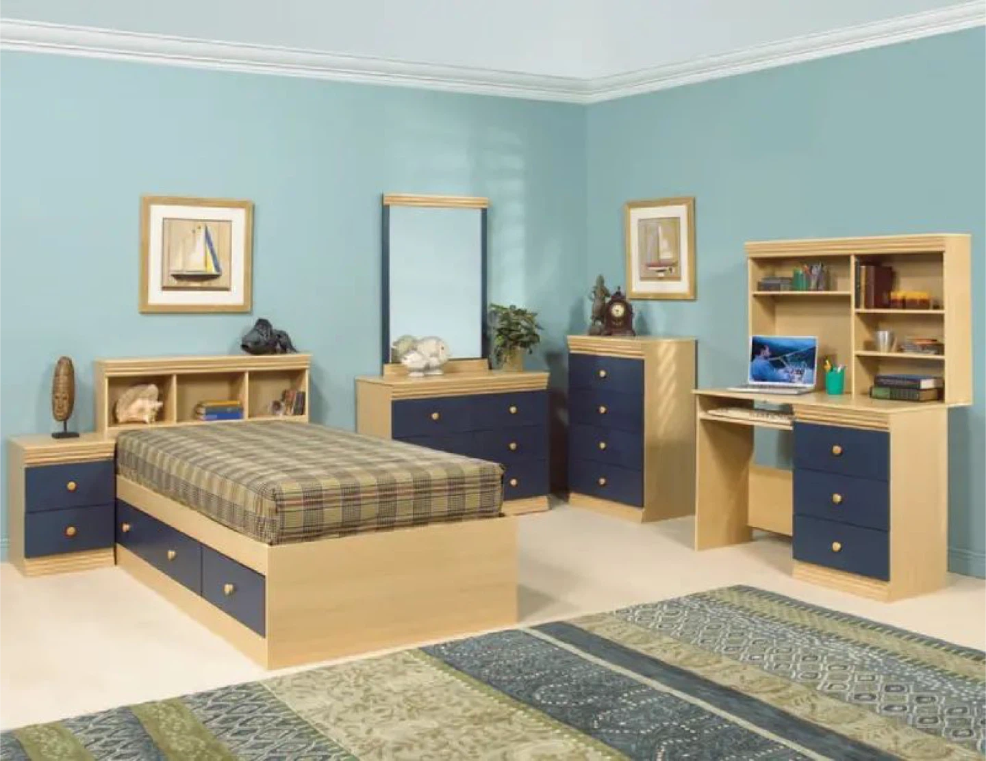 Bedroom Set with Bed, Desk, and Dresser