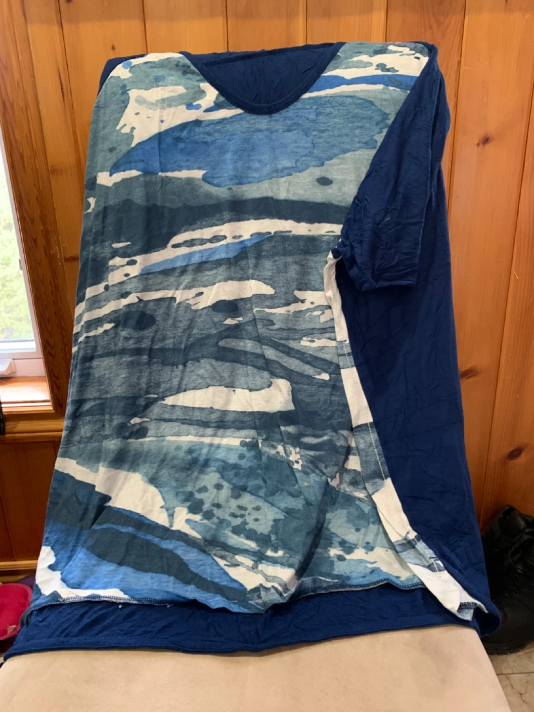 Plus size Blue Abstract Print Tunic Top