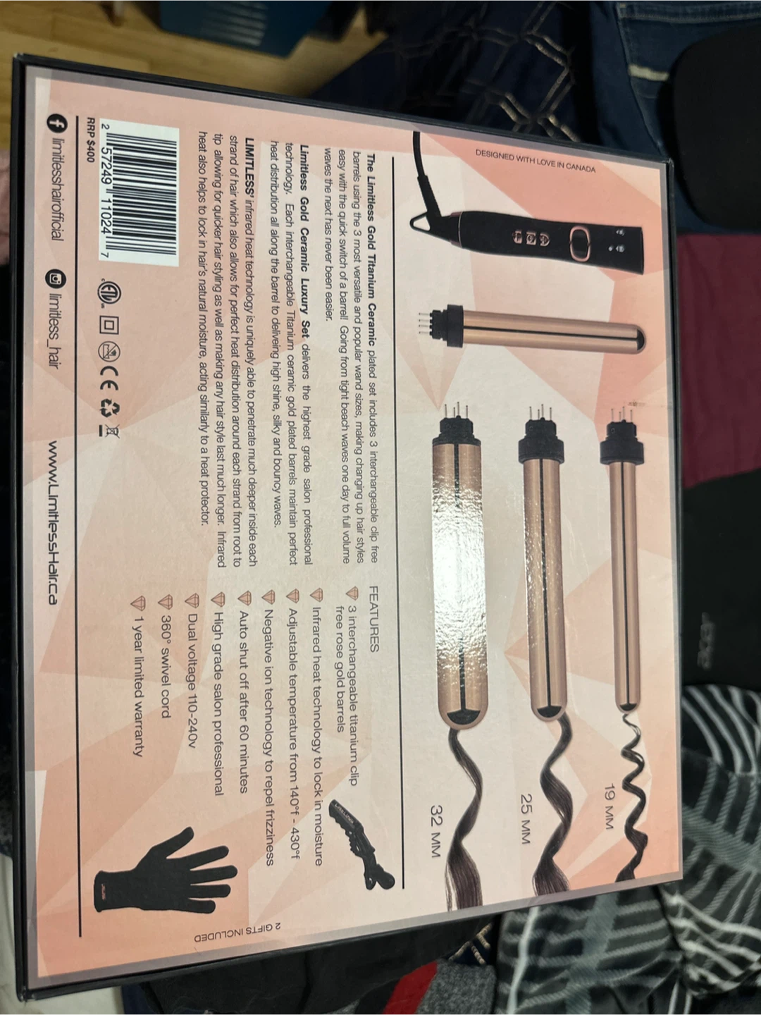 Limitless Gold Titanium Ceramic 5-in-1 Curling Wand Set