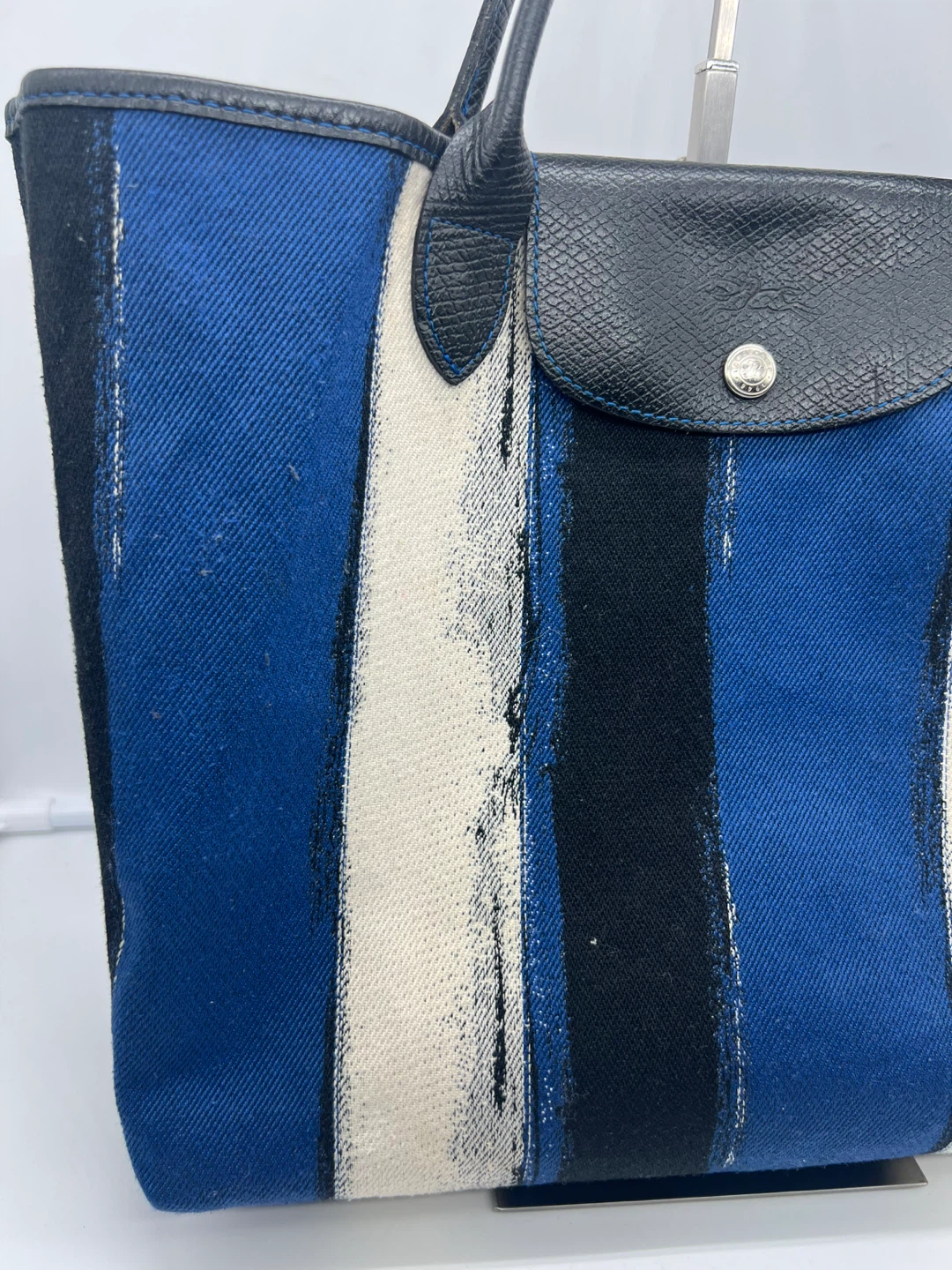 LONGCHAMP Coup De Pinceau Canvas Leather Trim Tote Shoulder Bag - photo 3