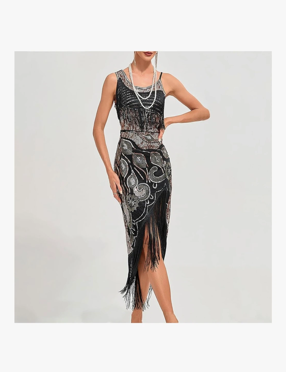 1920s Flapper Sequin Fringe Dress - photo 2