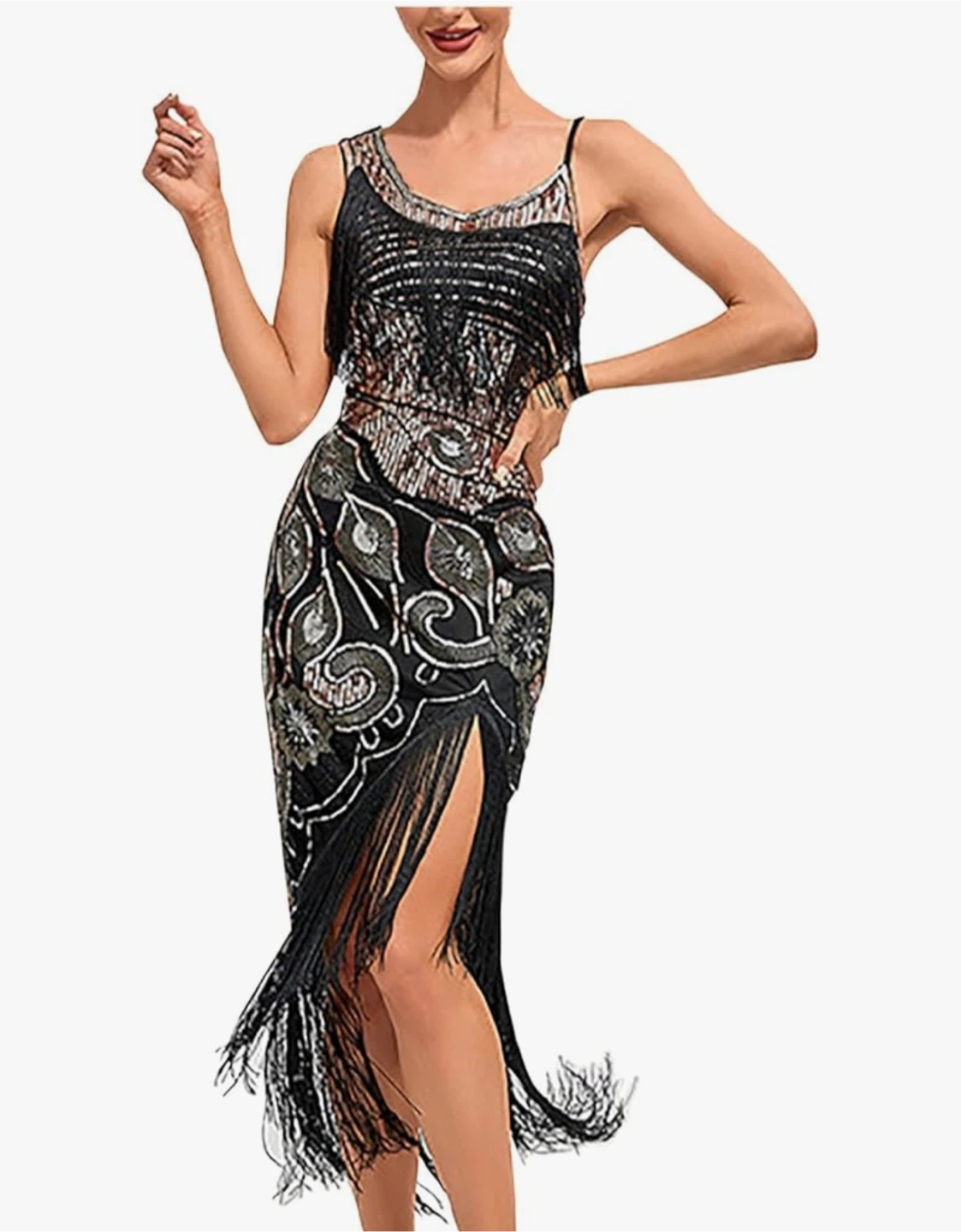 1920s Flapper Sequin Fringe Dress