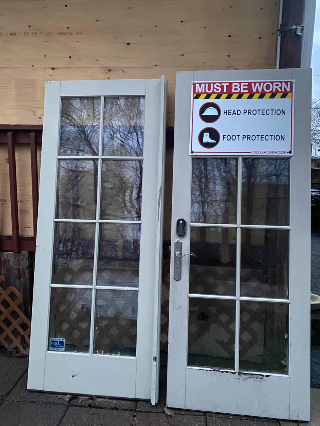 Pair of White French Doors with Glass Panes