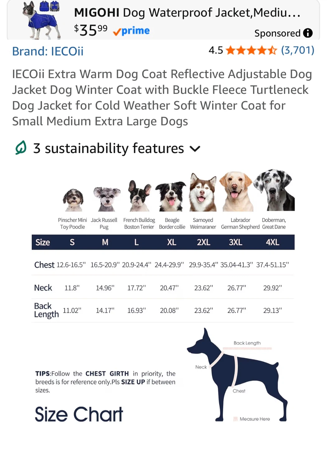 IECOii Red & Black Dog Winter Jacket - Large - photo 2