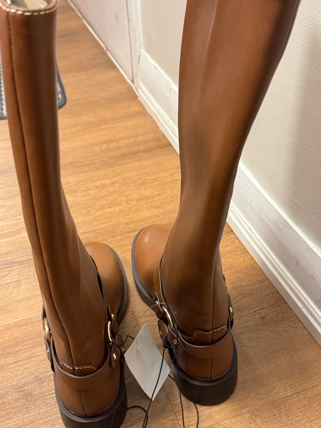 Brown Faux Leather Tall Boots - Size 8 (EUR 39) - photo 3
