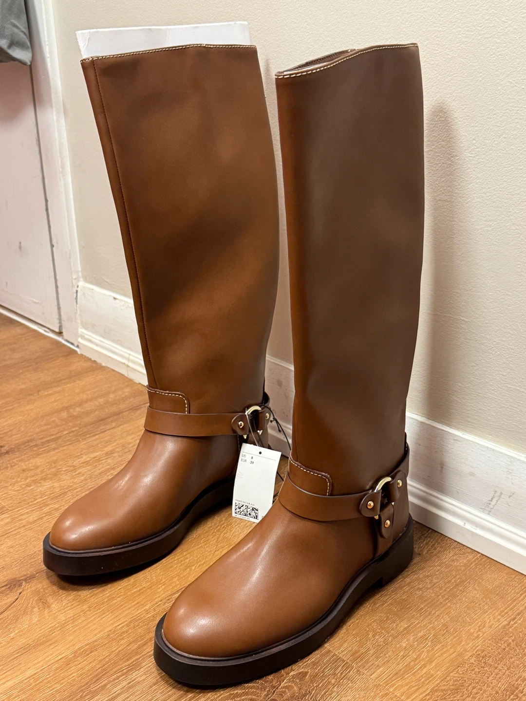 Brown Faux Leather Tall Boots - Size 8 (EUR 39) - photo 4