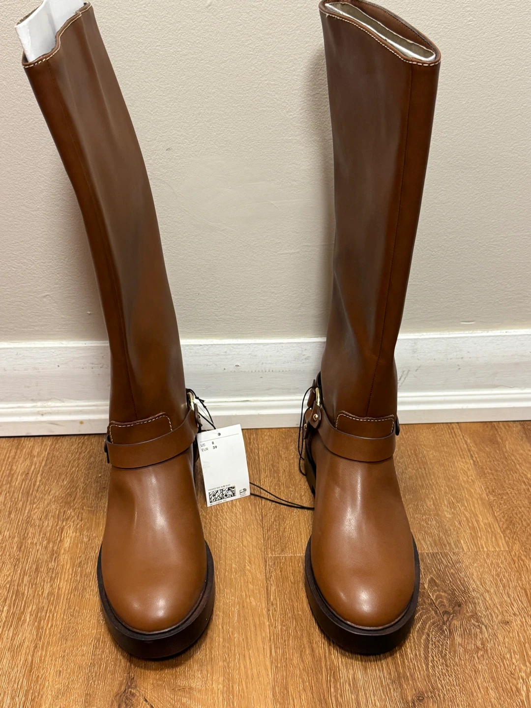 Brown Faux Leather Tall Boots - Size 8 (EUR 39) - photo 2