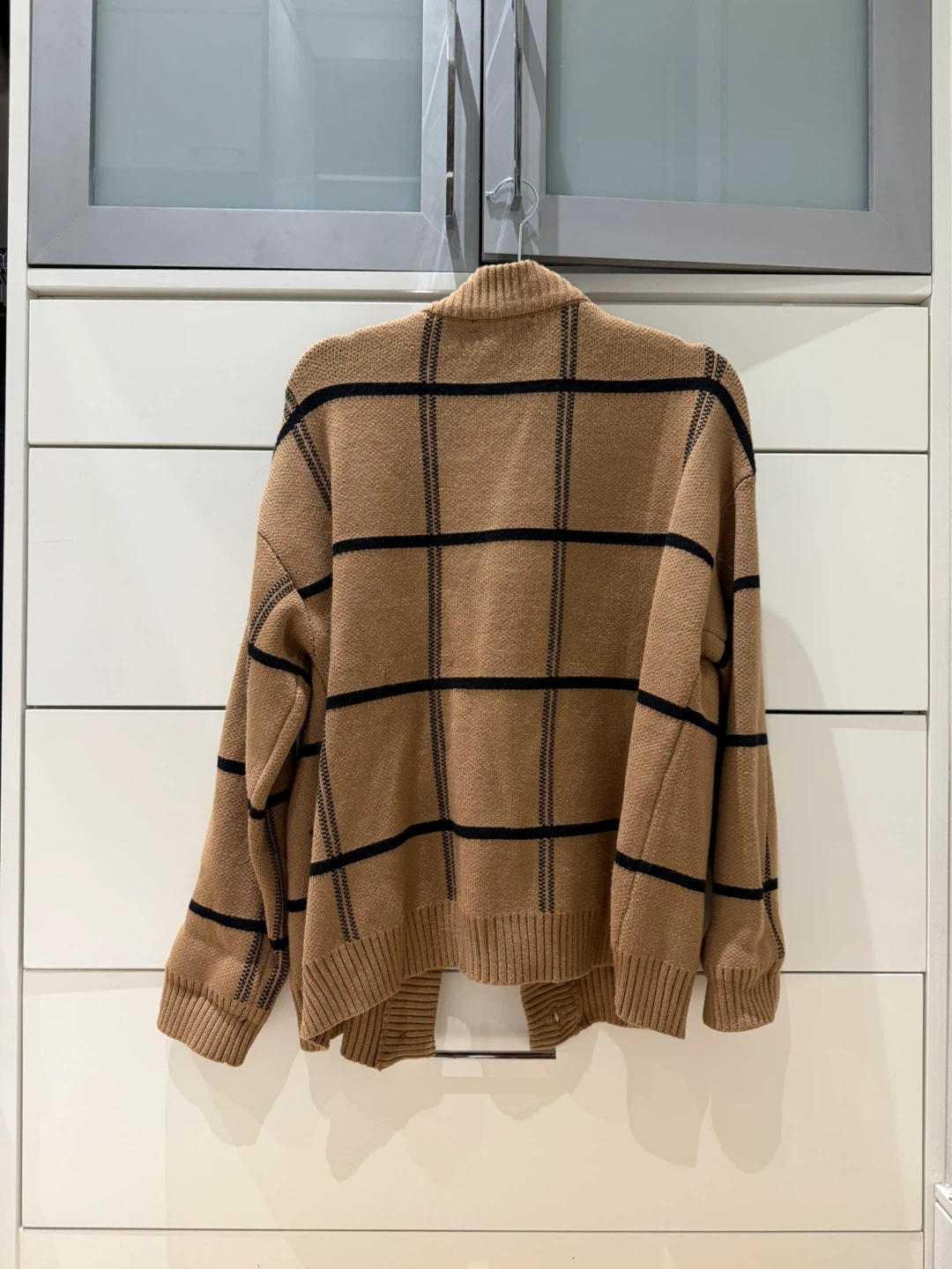 Oak + Fort Oversized Plaid Cardigan in Camel size small - photo 5
