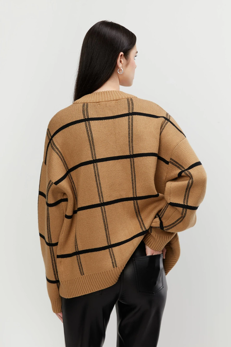 Oak + Fort Oversized Plaid Cardigan in Camel size small - photo 2