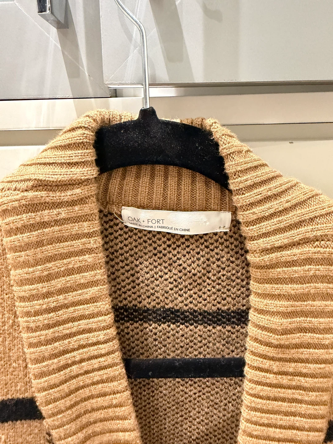 Oak + Fort Oversized Plaid Cardigan in Camel size small - photo 4