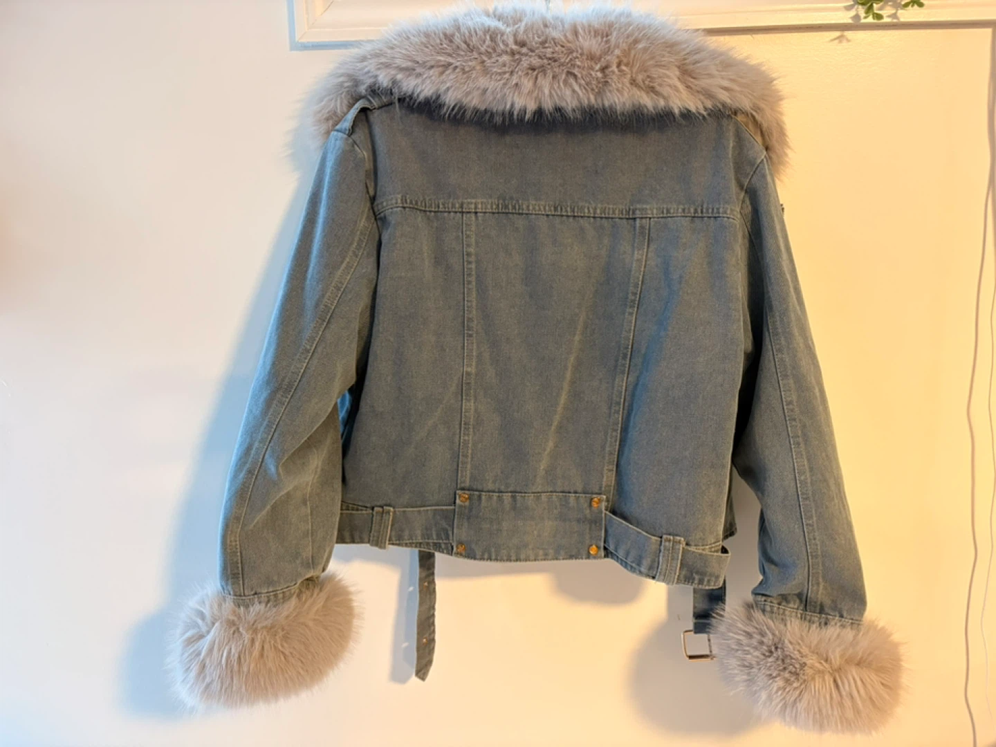 Women's Denim Jacket with Fur Trim - photo 4