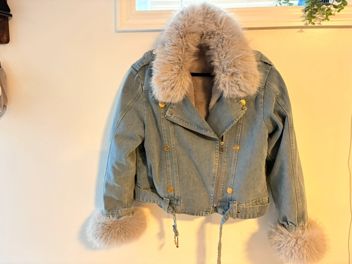 Women's Denim Jacket with Fur Trim - photo 2