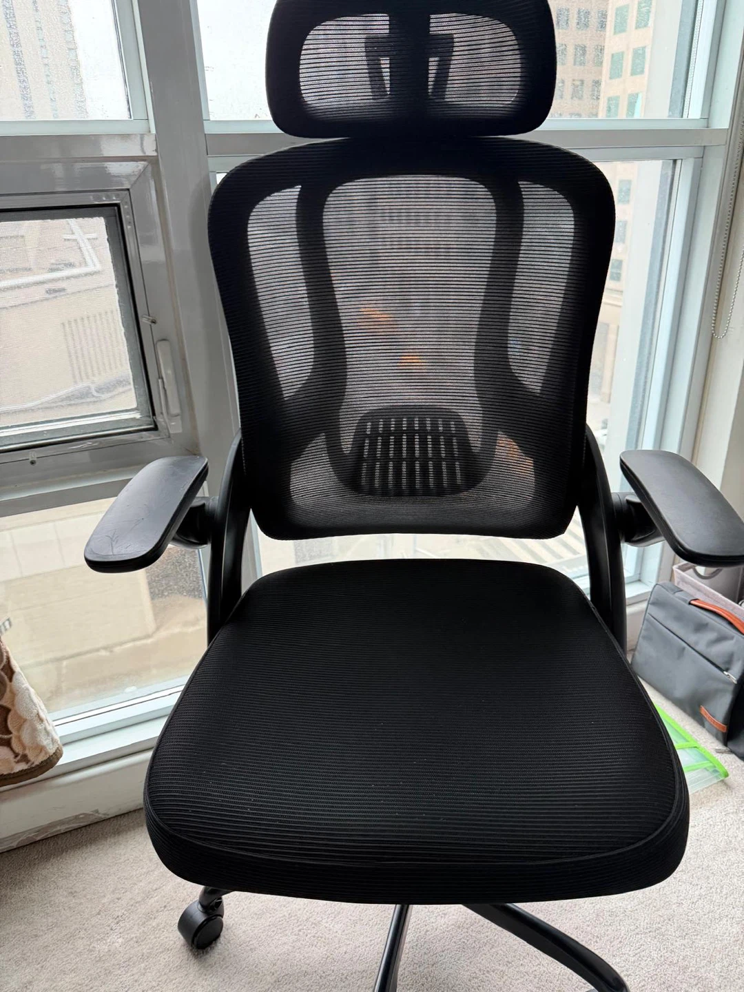 Black Ergonomic Mesh Office Chair with Headrest