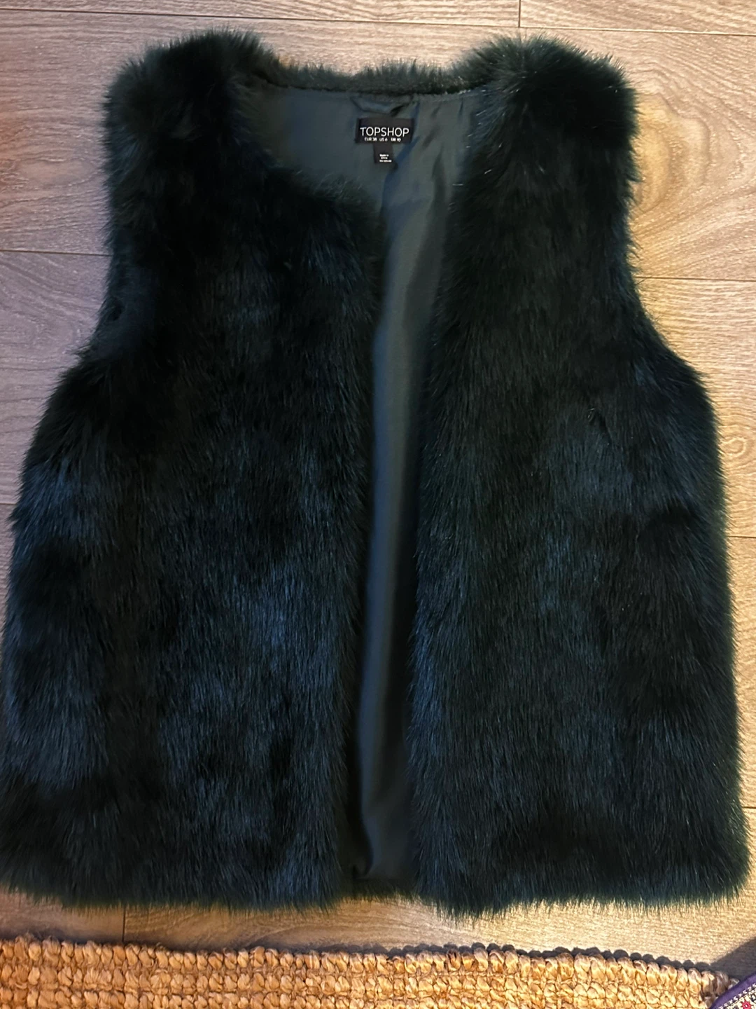 TOPSHOP Faux Fur Vest - Dark Green