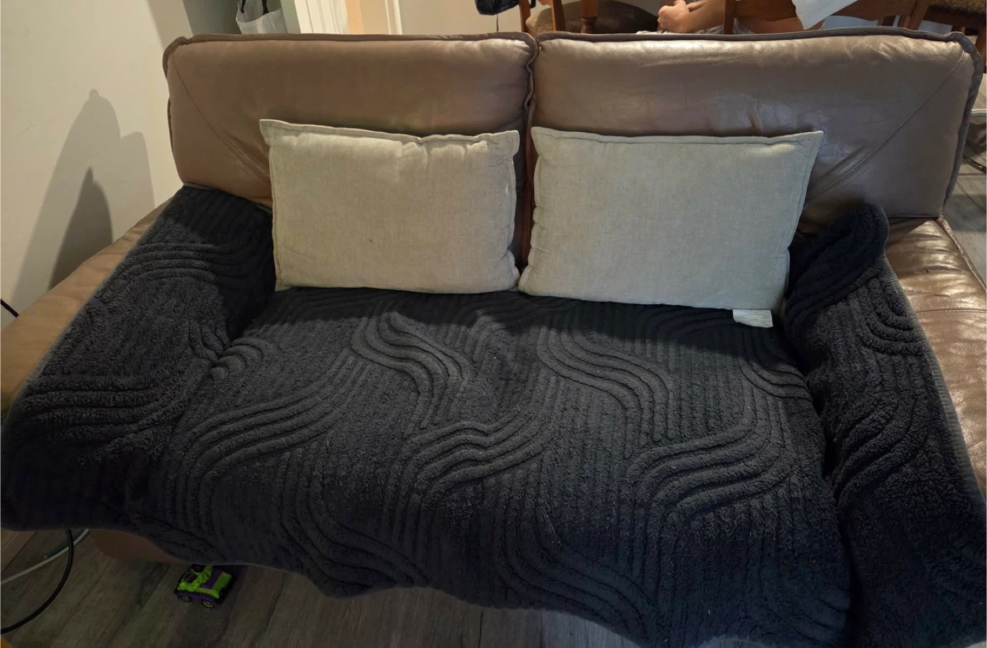 Brown Leather Loveseat Sofa