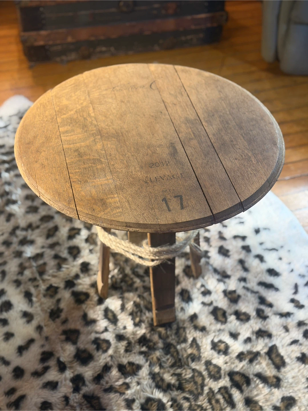 Wooden Wine Barrel Side Table