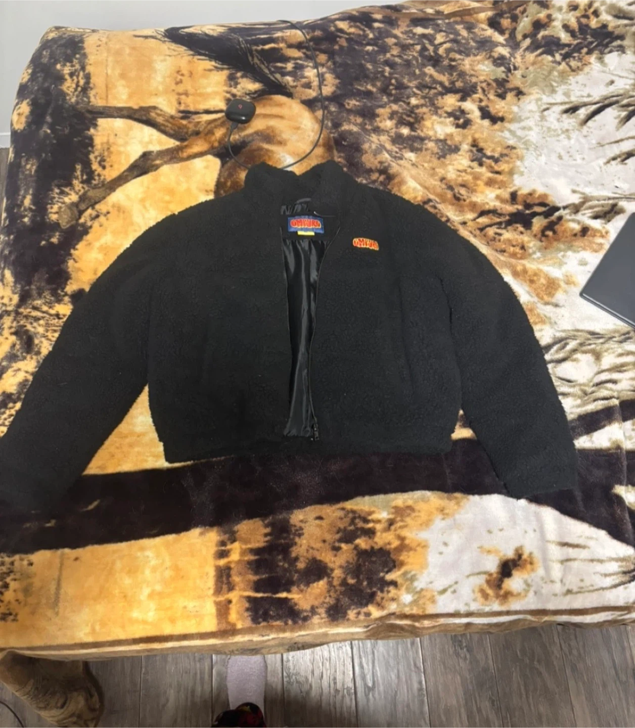 Black Sherpa Cropped Jacket