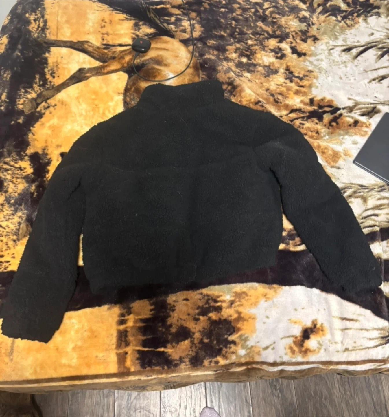 Black Sherpa Cropped Jacket - photo 2