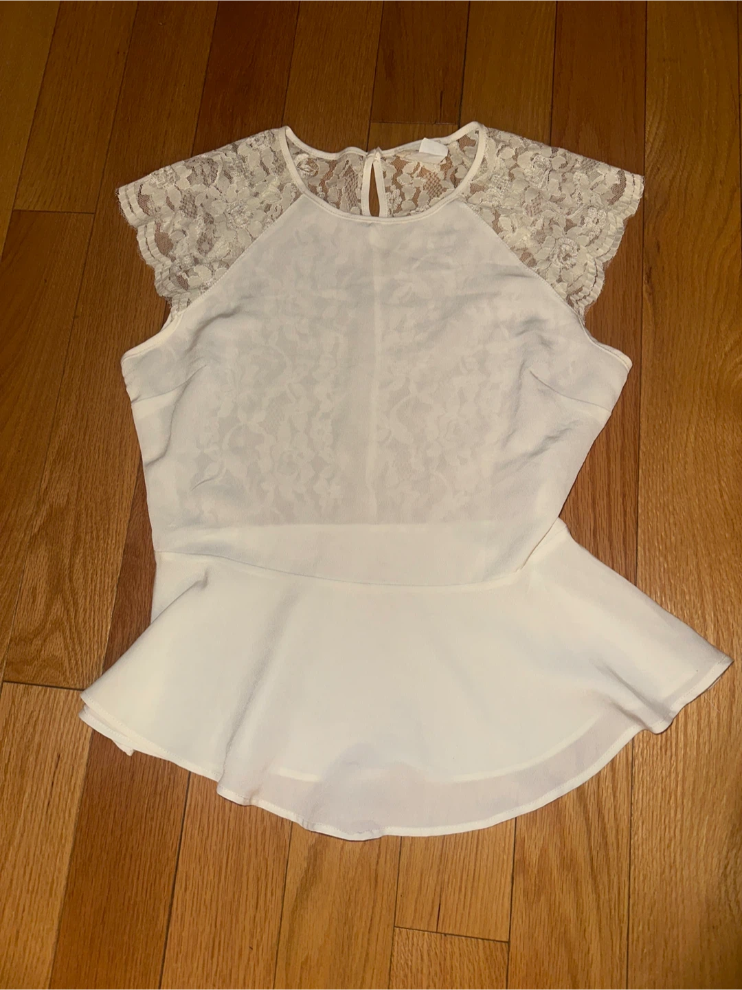 White Lace Peplum Top small women’s