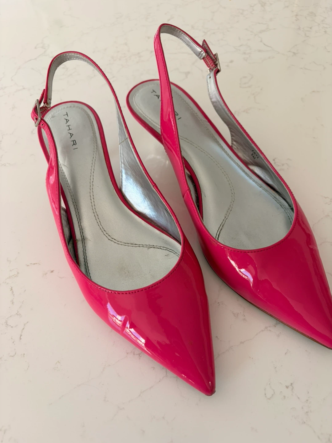 Tahari Women's Slingback Heels - Bright Pink Patent