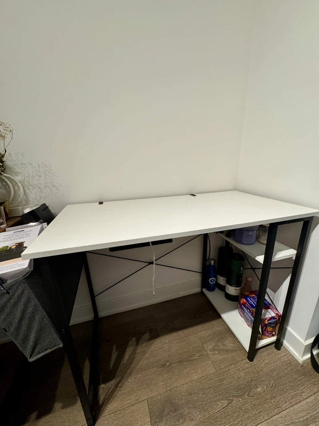 White Computer Desk with Shelves