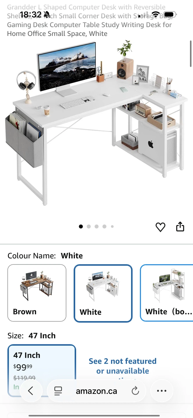 White Computer Desk with Shelves - photo 5