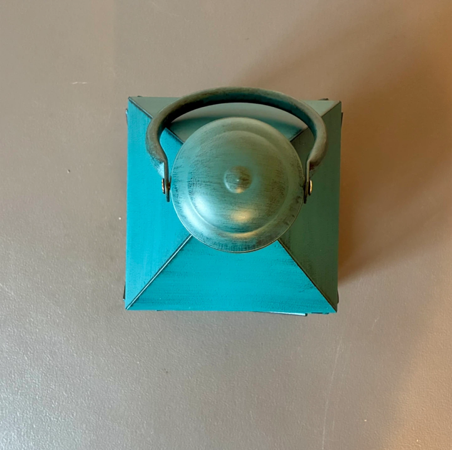 Pier 1 Large 11” Candleholder Turquoise Lantern W/Candle Metal - photo 4